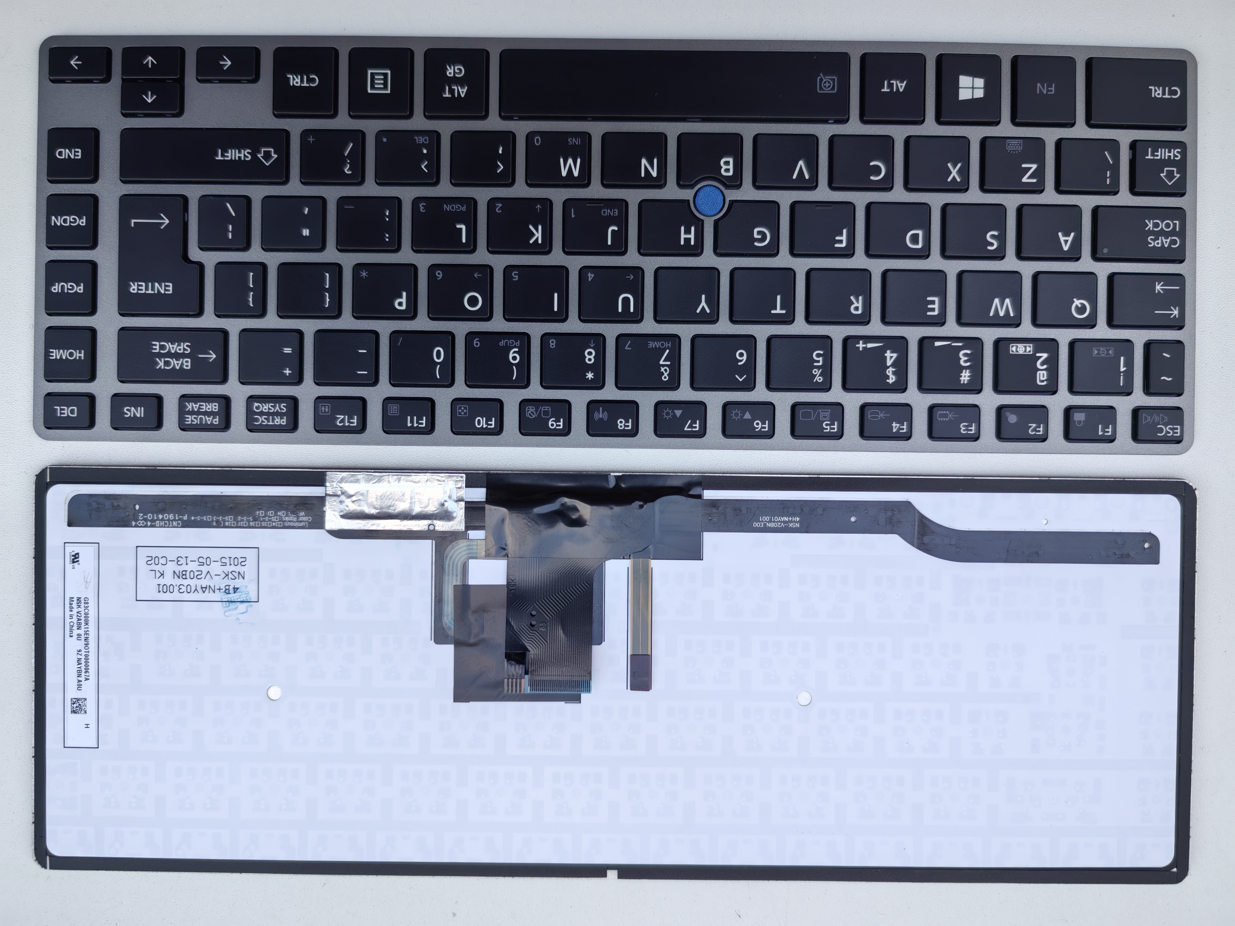 Picture of New Replacement Laptop Keyboard For TOSHIBA Z40-A/Z40-B/Z40T-B/Z40T-A/R30-A/R734/R734 SILVER FRAME BLACK With Point Backlit (OEM) UI Layout
